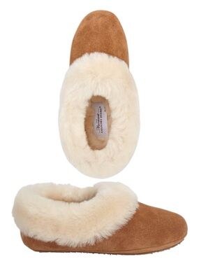 The Vermont Country Store Women's Sheepskin Ballet Slippers In Chestnut | 9M